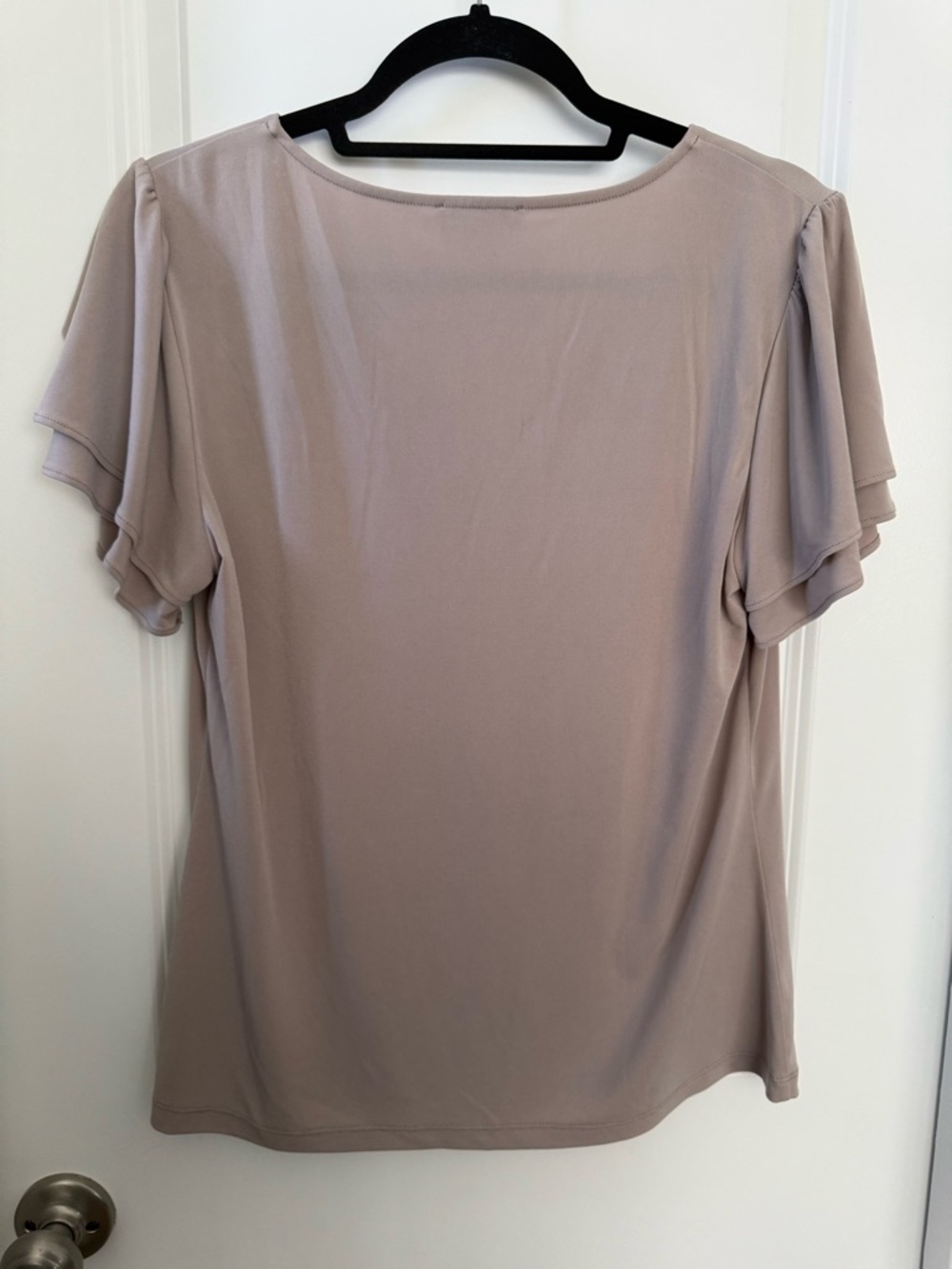Calvin Klein Short Sleeve V-Neck Tee in Taupe Beige - Picture 3 of 3